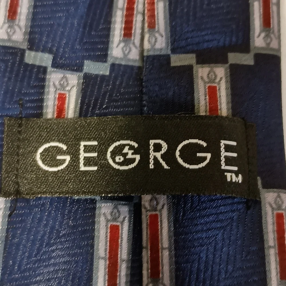 George Blue Red And Grey Clip On Tie Boys 15 X 2.25 Inches